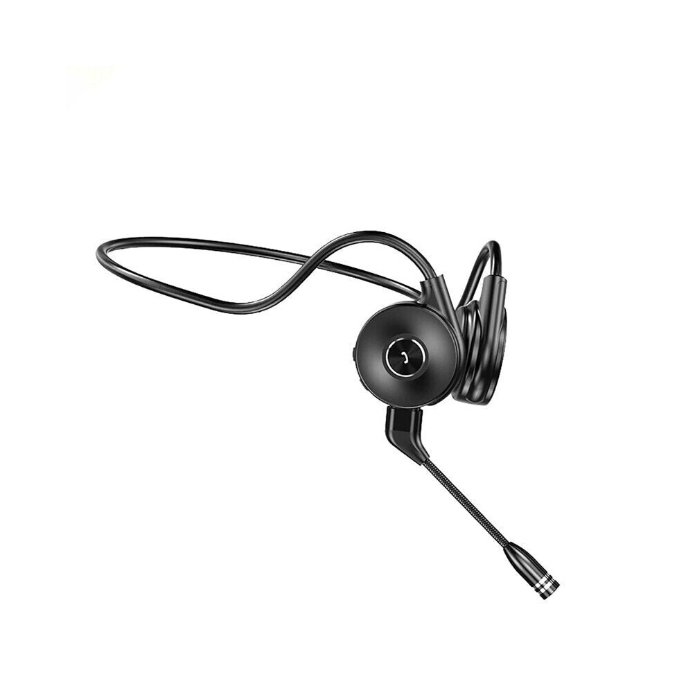 (Black) Bone Conduction Headphones Hifi Dual Microphone Noise Reduction Waterproof Sports Phone Headset With Microphone Black 6112212042779