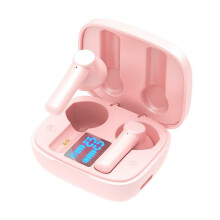 (Pink) TWS bluetooth 5.0 Earphones 9D Surround Stereo HIFI Sounds Handsfree Earbuds Noise Reduction Touch Control Headsets with LED Display