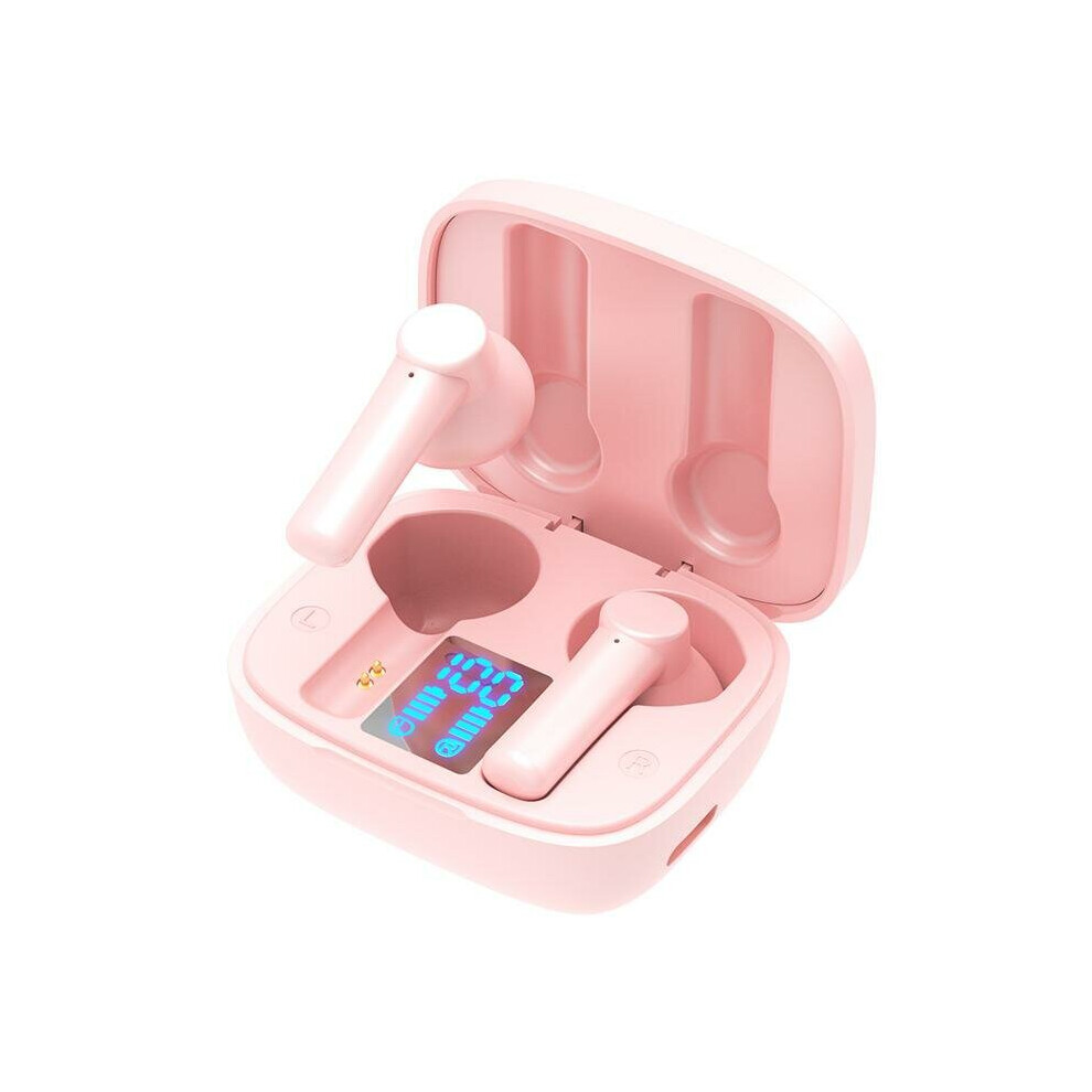 (Pink) Tws Bluetooth 5.0 Earphones 9D Surround Stereo Hifi Sounds Handsfree Earbuds Noise Reduction Touch Control Headsets With Led Display Pink 6112212053461