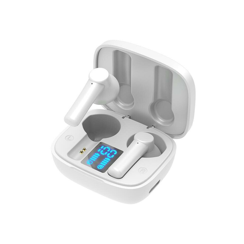 (White) Tws Bluetooth 5.0 Earphones 9D Surround Stereo Hifi Sounds Handsfree Earbuds Noise Reduction Touch Control Headsets With Led Display White 6112212053478