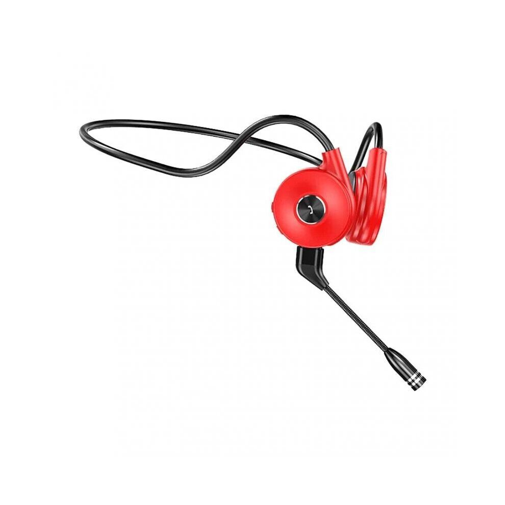(Red) Bone Conduction Headphones Hifi Dual Microphone Noise Uction Waterproof Sports Phone Headset With Microphone Red 6112212050453
