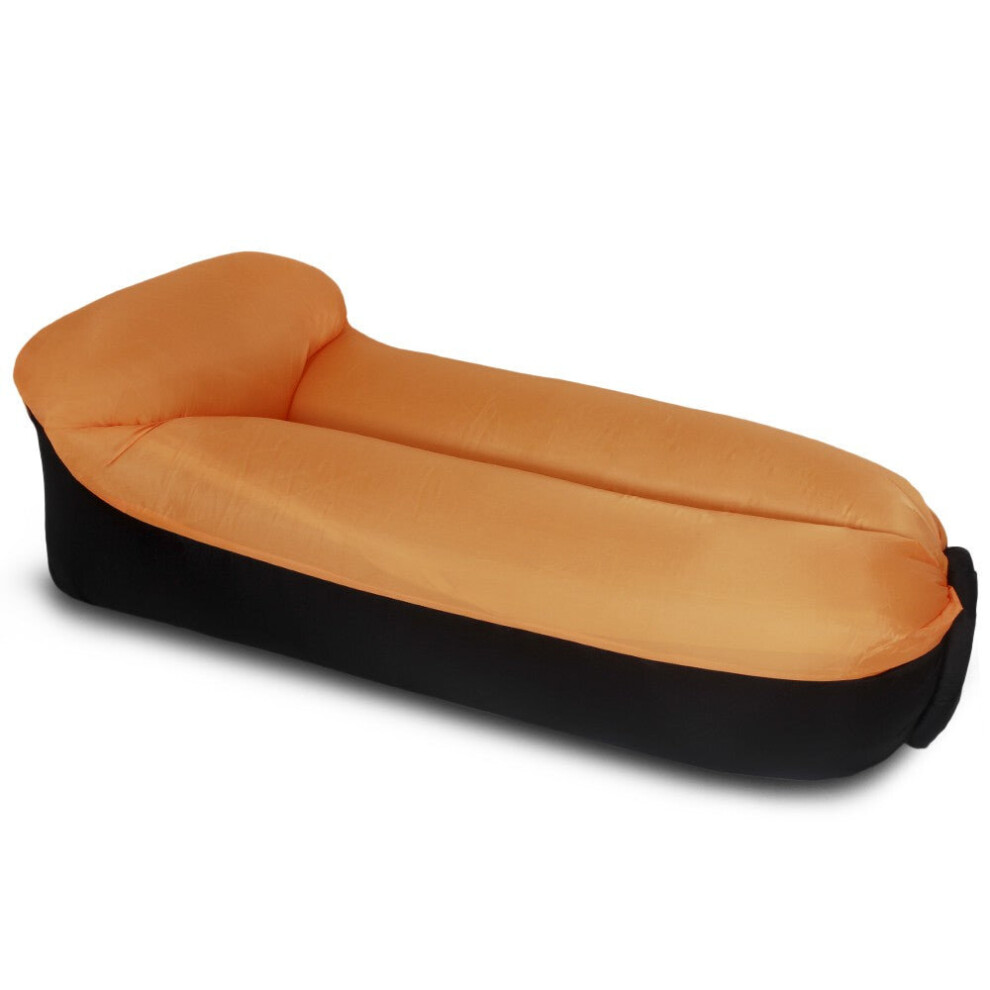 (Orange) Inflatable Lounger Portable Air Beds Sleeping Sofa Couch for Travelling Camping Beach Backyard