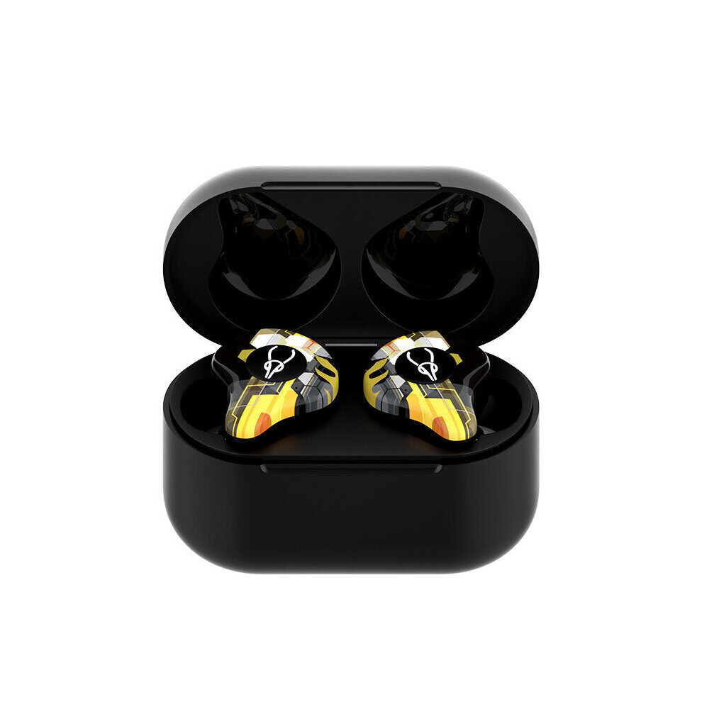 (Yellow) In Ear True Wireless Bluetooth 5.0 Headphone Bass Gaming Music Low Latency Earphone Earbud With Mic Yellow 6112212050521