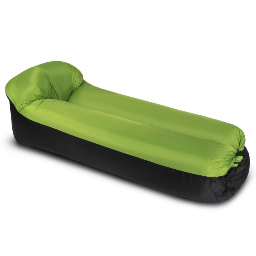 (Green) Inflatable Lounger Portable Air Beds Sleeping Sofa Couch for Travelling Camping Beach Backyard