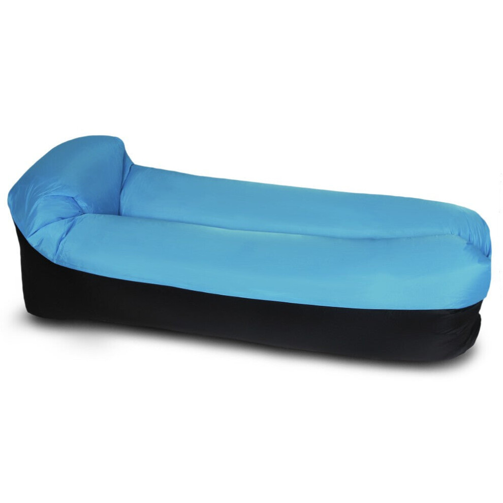 (Blue) Inflatable Lounger Portable Air Beds Sleeping Sofa Couch for Travelling Camping Beach Backyard