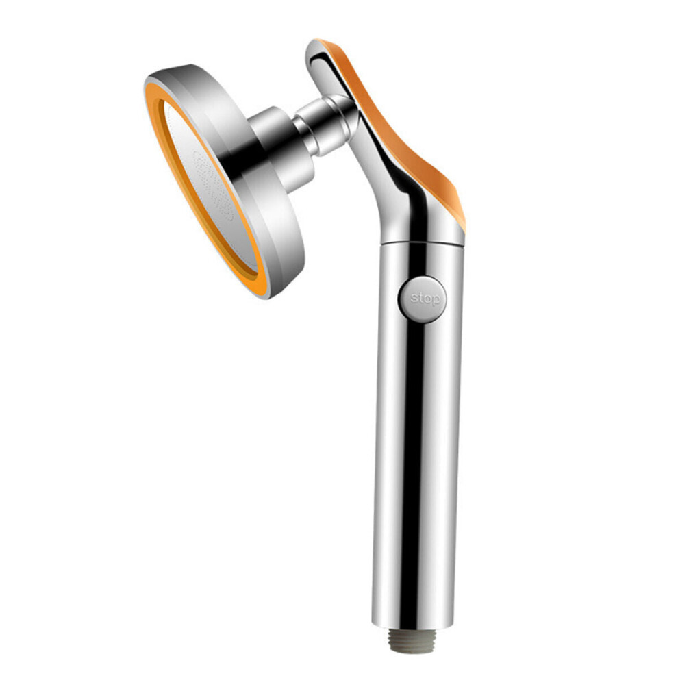 (Silver+Gold) Shower Head Water Saving Flow 360 Rotating High Pressure Spray Stop Button