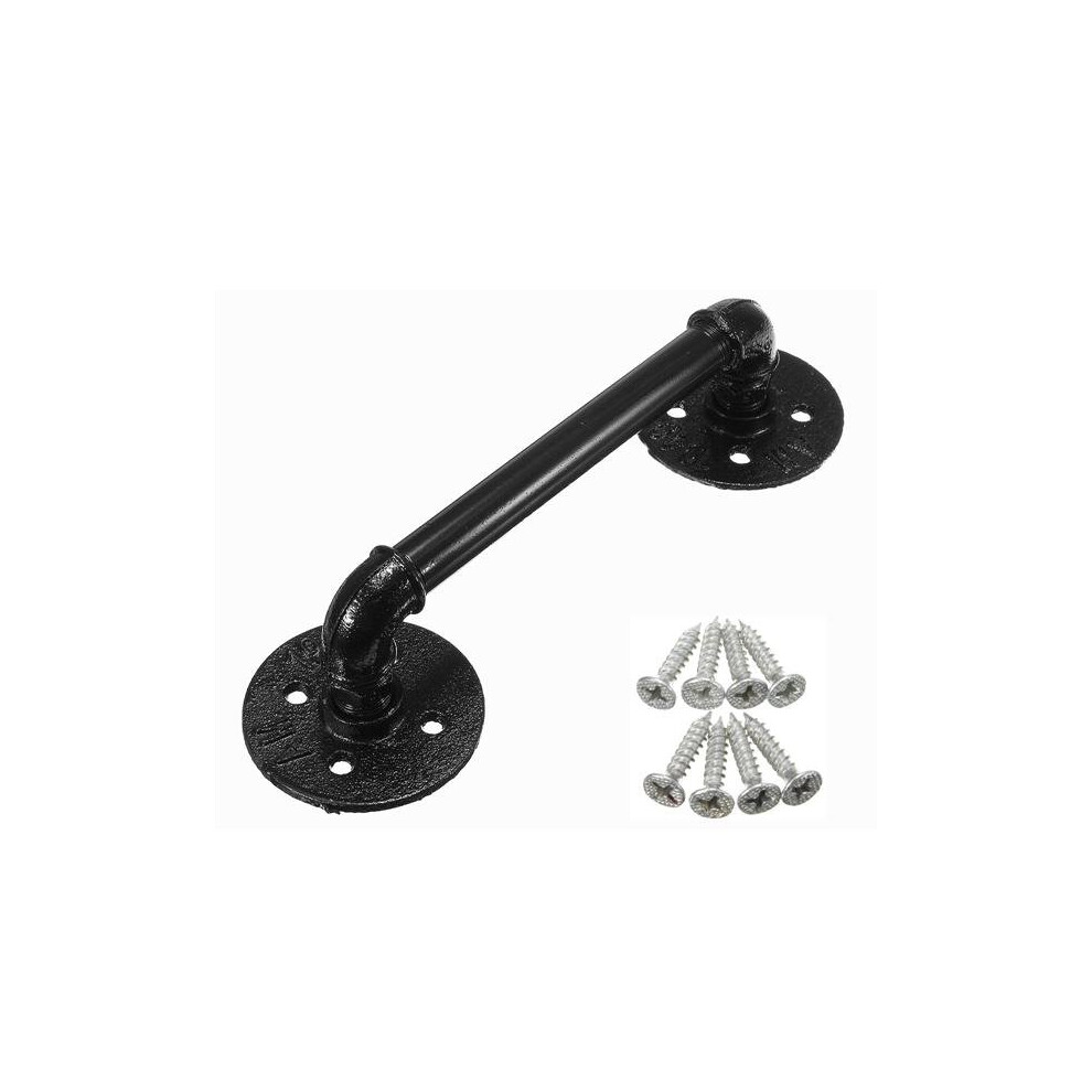 Black Iron Pipe Door Handle 29.5cm Threaded Pipe Drawer Pull with Screws