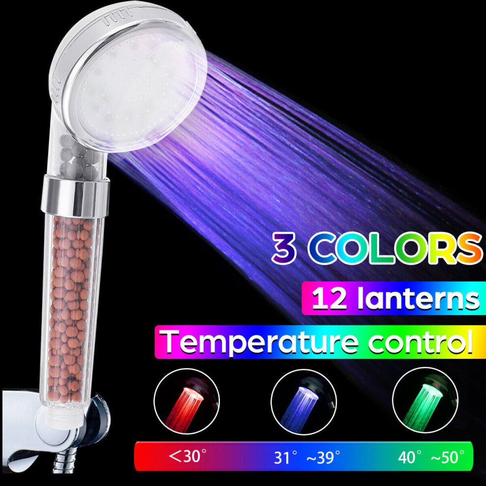 (Temperature control color) Spa Shower Head Sprinkler Negative Ions Handheld Nozzle Water-saving Filter Hose