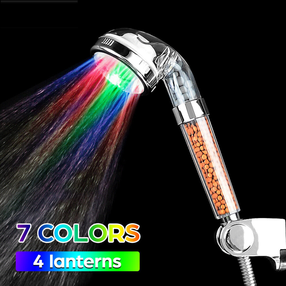 (7 Colors) Spa Shower Head Sprinkler Negative Ions Handheld Nozzle Water-Saving Filter Hose 3654657553944
