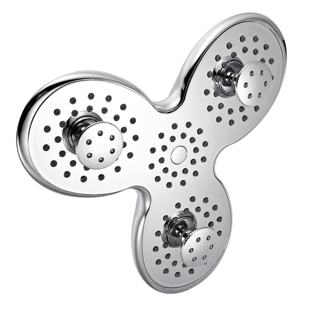 4-way High-Pressure 9.5 Inch Rainfall Shower Head Trident Shape Massage Top Spray Showerhead