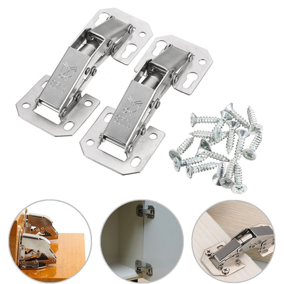 2pcs Cabinet Bridge Hinge Cupboard Door Hinge 90 Easy Mount Concealed Cabinet Kitchen Cupboard Sprung Door Drawer Hinges