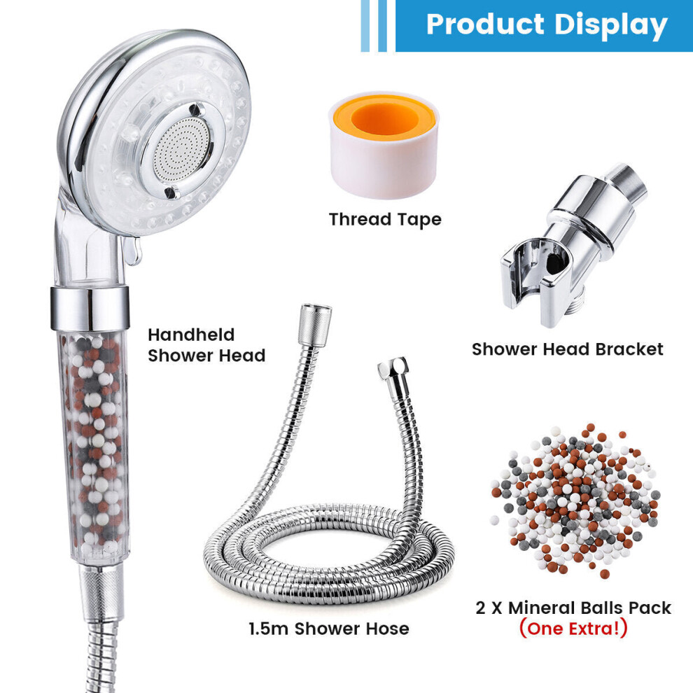 (US Plug three-piece suit) Shower Head Filtration Hand 3 Mode With Limescale Filter And Ion A Pack Of Mineral Ball Substitutes