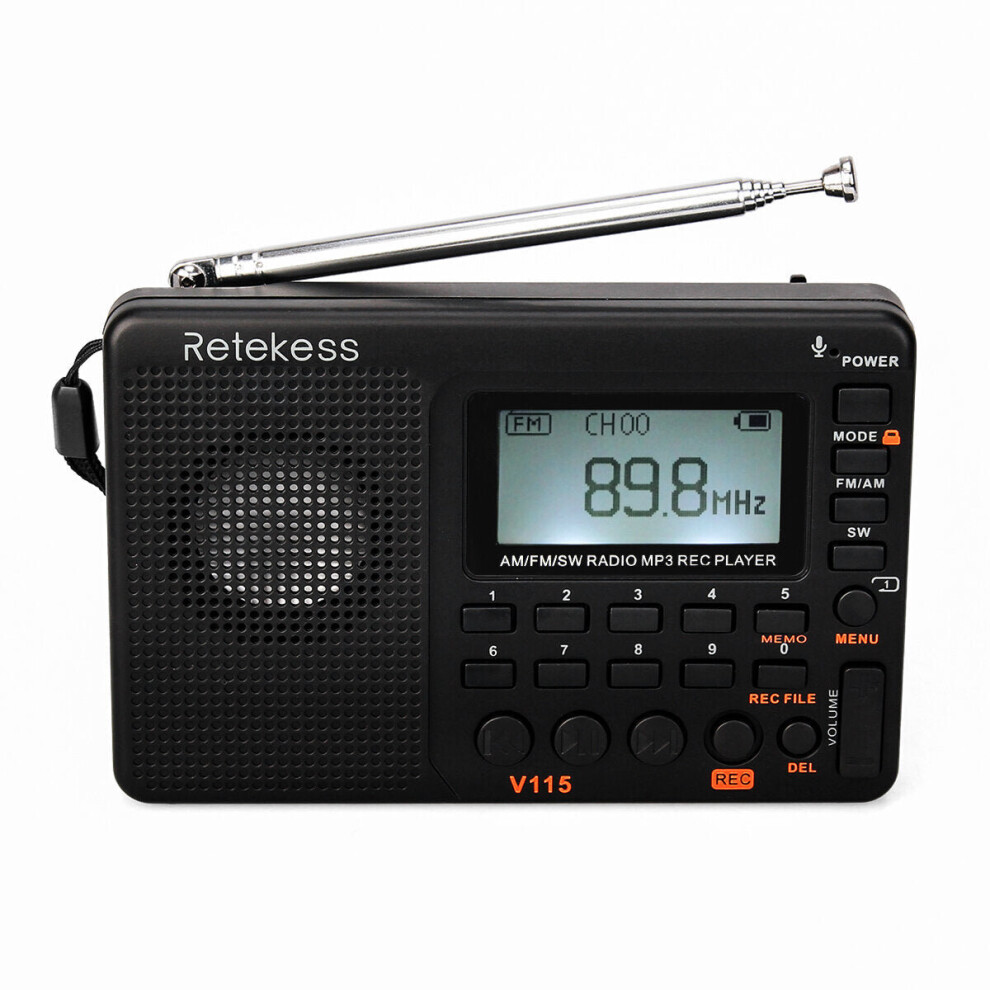 Fm Radio V-115 Fm/Am/Sw Bass Sound Mp3 Player Rec Voice Recorder With Sleep Timer 6112211856650