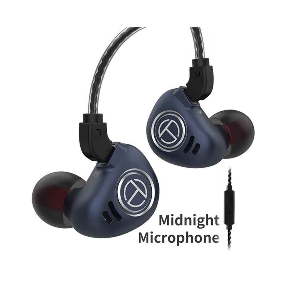 (Midnight, With-Microphone) In-Ear Hifi Earphone Balanced Armature Dynamic Driver Bass Headphones 6112212043417