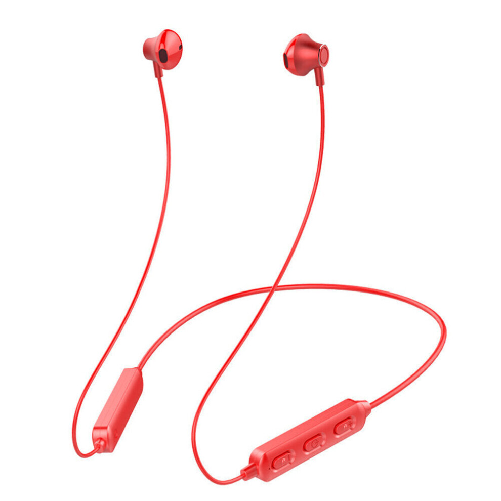 (Red) Bluetooth 5.0 Neckband Earphones Magnetic Sports Running Headset Ipx5 Waterproof Bass Earbuds Noise Uction Headphone Red 6112212053904