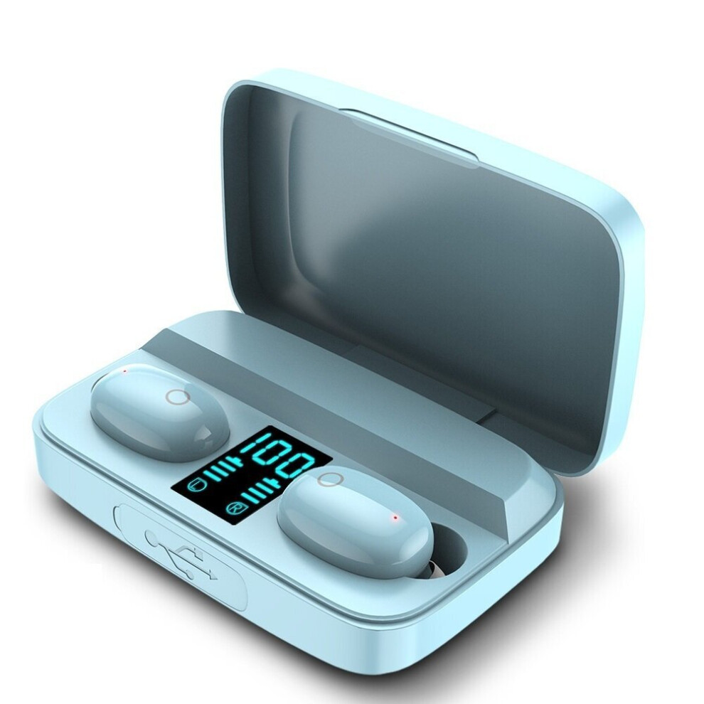 (Blue) Tws Tooth 5.0 Earphone Led Display Hifi Stereo Touch Control Hd Calls Headphone For Iphone Hu Blue 6112211950396
