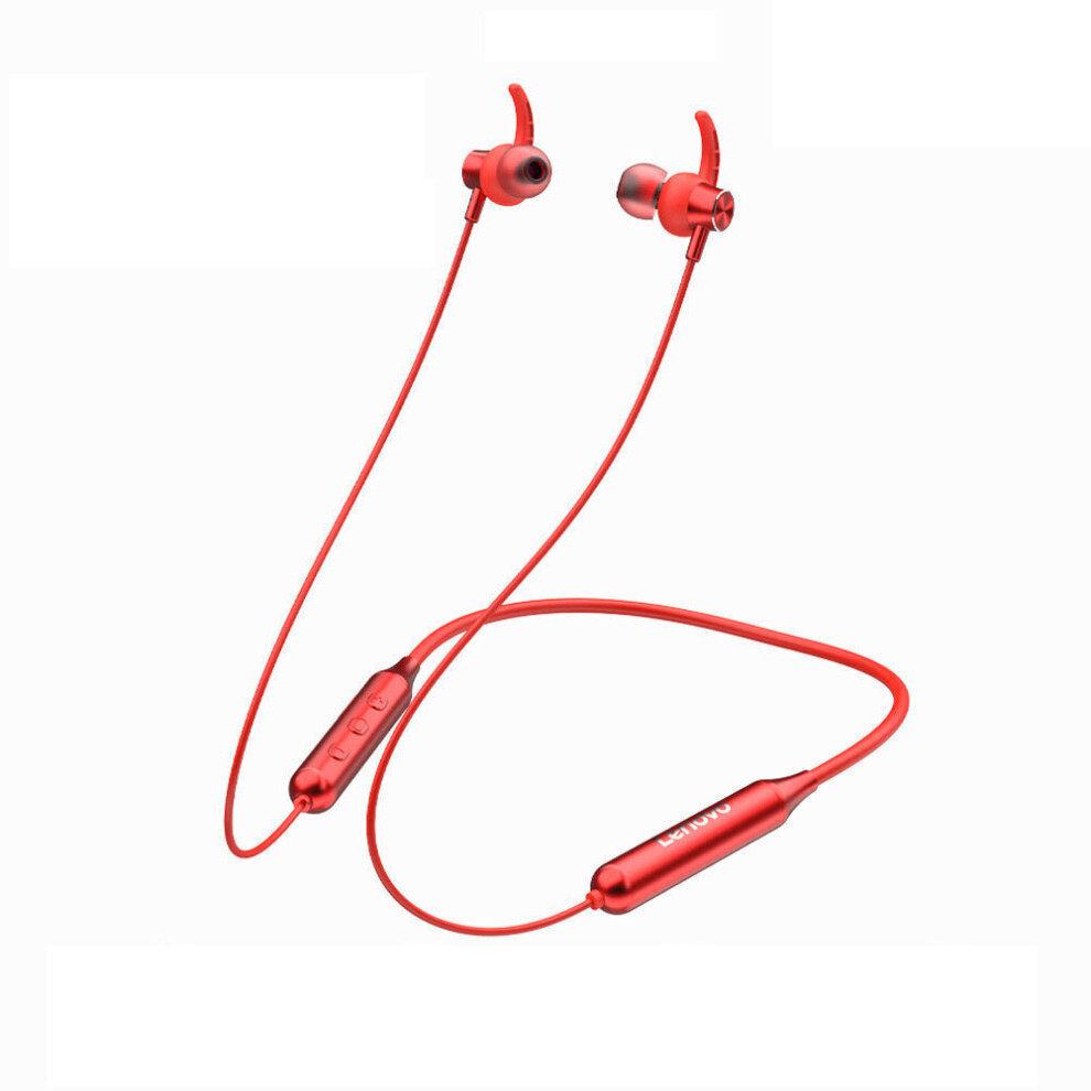 (Red) Bluetooth V5.0 Headphones Hifi Stereo Magnetic Metal Cavity Earphone Wireless Neckband Sports With Mic Red 6112212054093