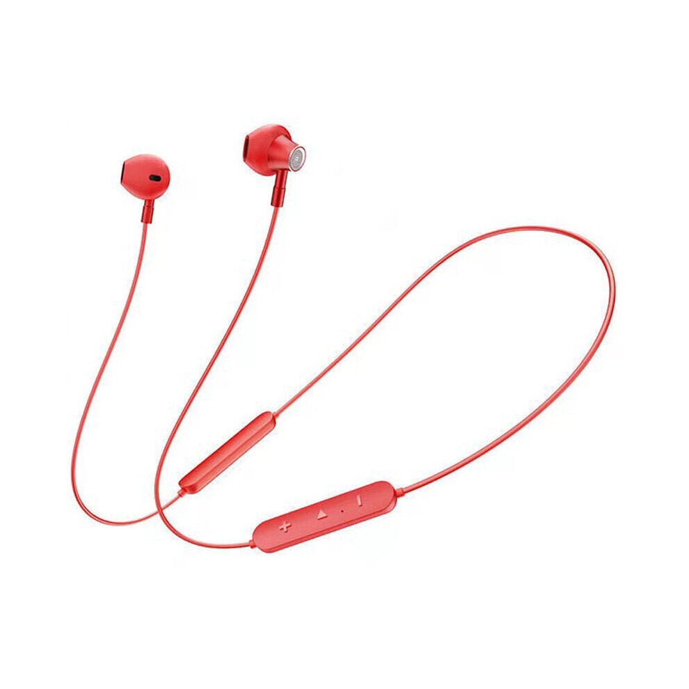 (Red) Bluetooth V5.0 Headphones Neckband 9D Hifi Stereo Noise Uction Earphones Sweatproof Magnetic Sports With Mic Red 6112212053393