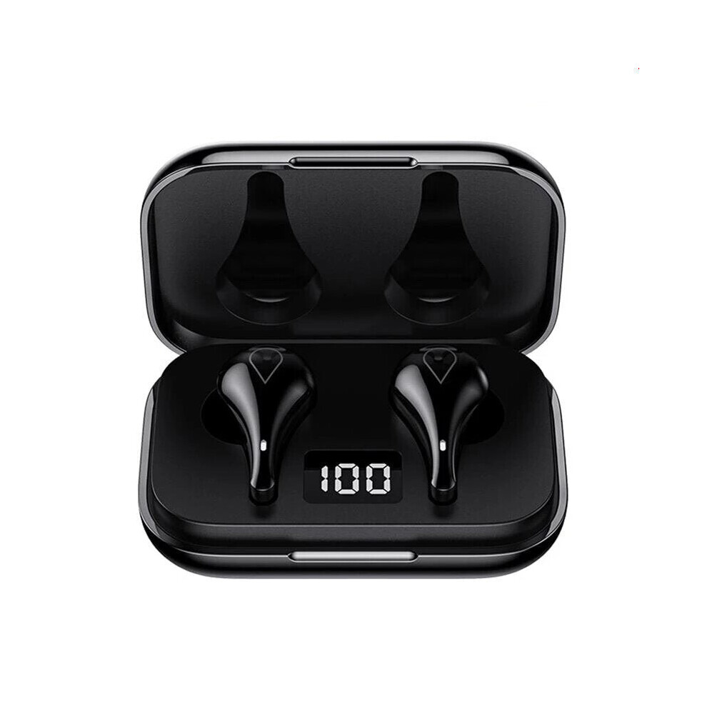 (Black) Tws Bluetooth Earphone Led Power Display 9D Stereo Aac Ipx5 Waterproof Sports Earbuds Headphone With Mic Type-C Charging Black 6112212046296