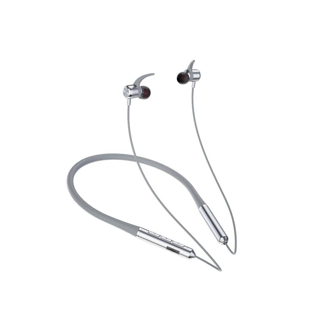 (Grey) Bluetooth 5.0 Headset Wireless Neckband Earphone Hanging Ear Noise Cancelling Mic Stereo Sport Headphone With Mic Grey 6112212041451