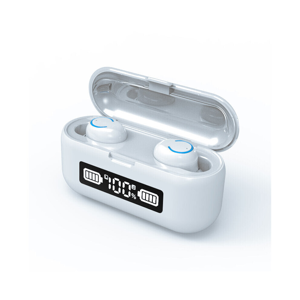 (White) Tws Wireless Bluetooth 5.1 Earphone Mini Portable 2000Mah Power Bank Ipx7 Waterproof Stereo Earbuds Headphone With Mic White 6112212048443
