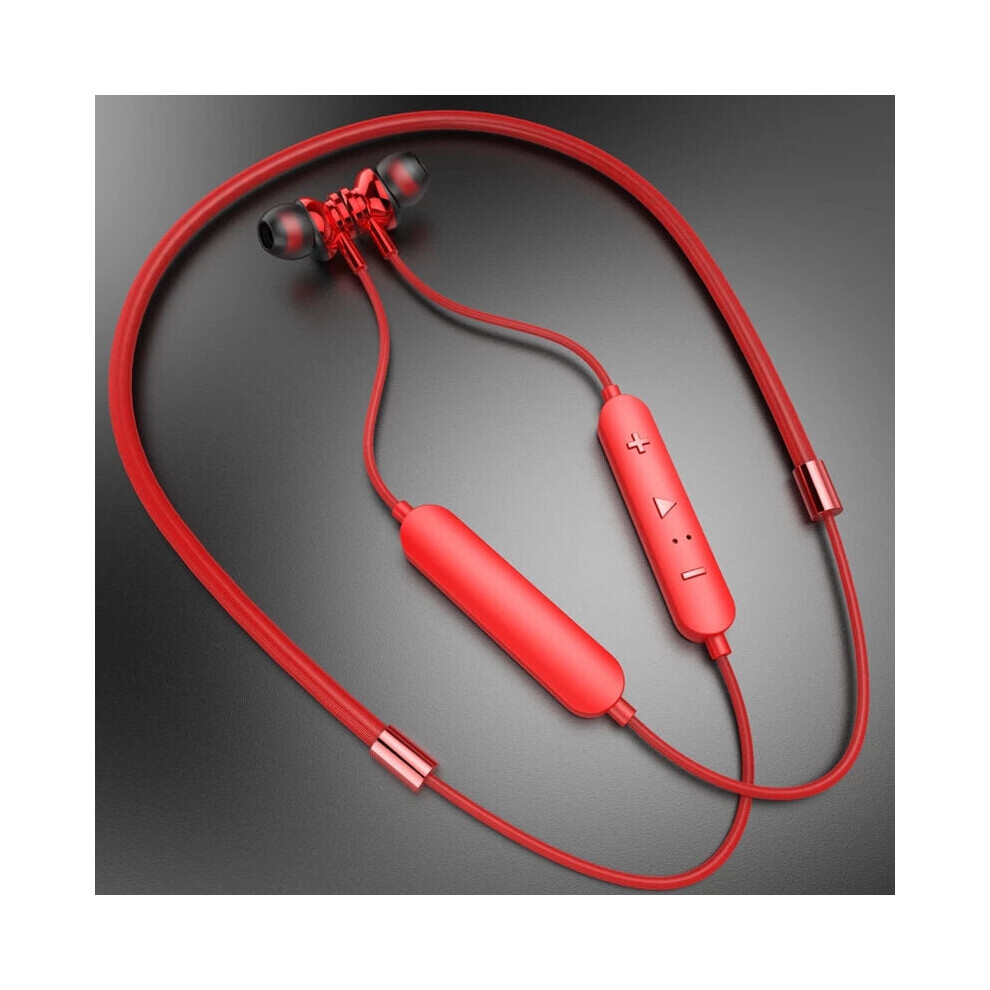 (Red) Sport Neckband Wireless Headset Earbuds Ipx5 Waterproof Magnetic Noise Cancelling Earphones With Mic Volume Control Red 6112212044308