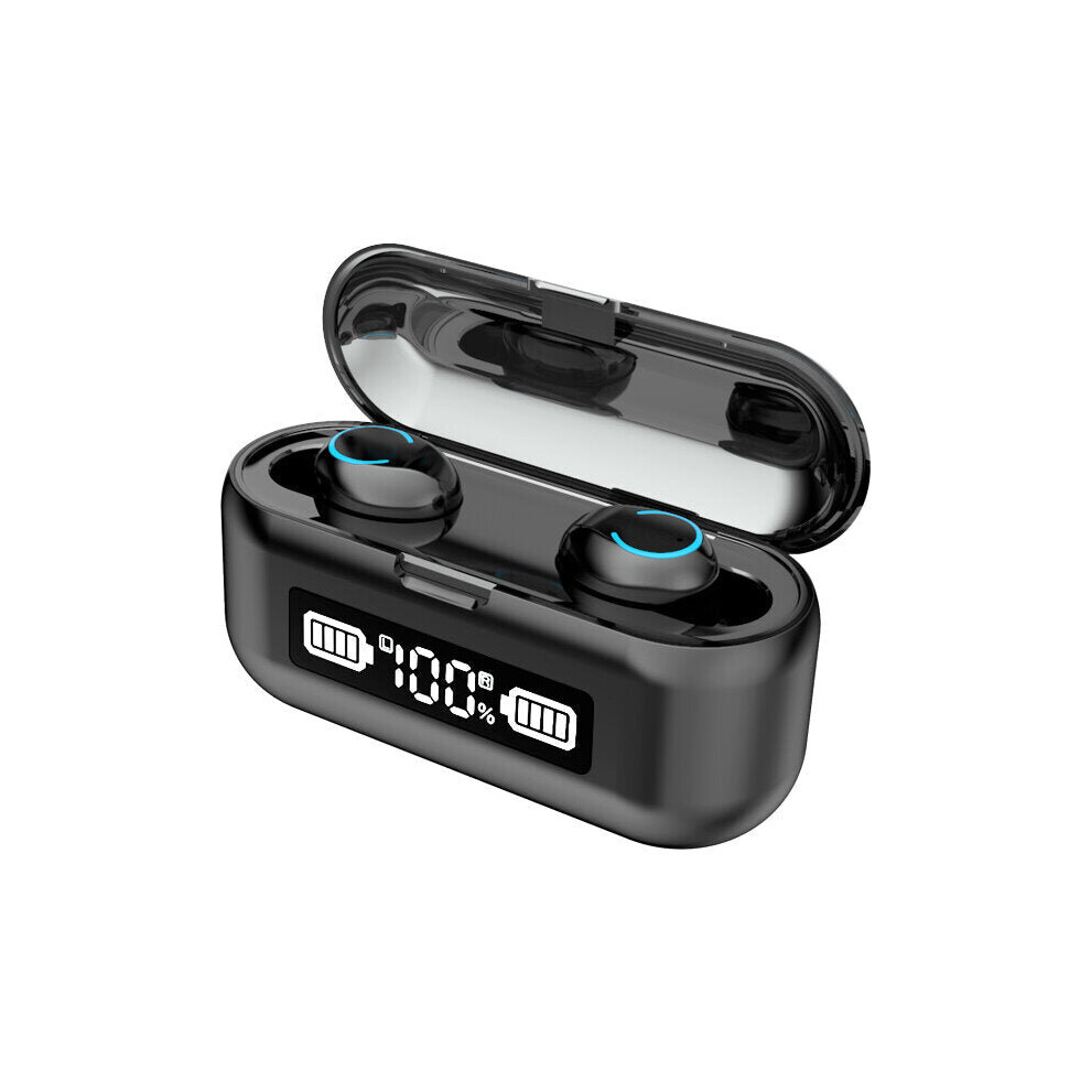 (Black) Tws Wireless Bluetooth 5.1 Earphone Mini Portable 2000Mah Power Bank Ipx7 Waterproof Stereo Earbuds Headphone With Mic Black 6112212055489