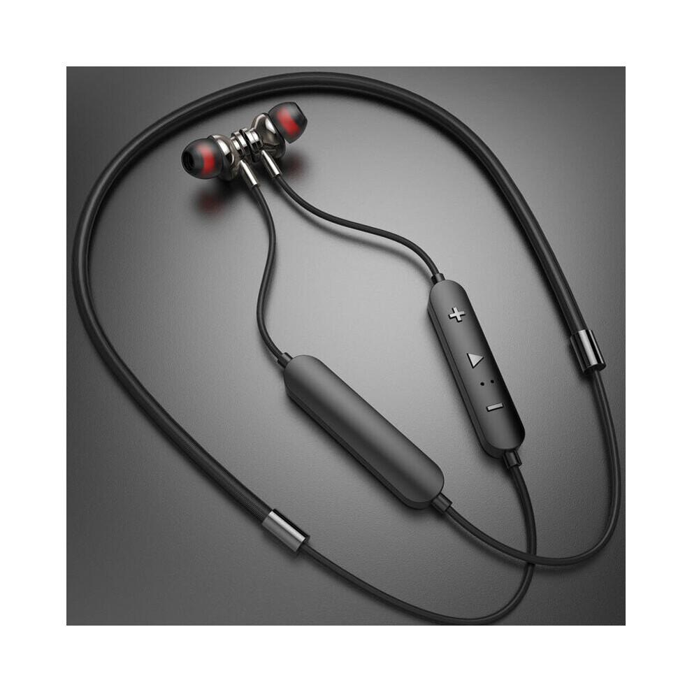 (Black) Sport Neckband Wireless Headset Earbuds Ipx5 Waterproof Magnetic Noise Cancelling Earphones With Mic Volume Control Black 6112212054826