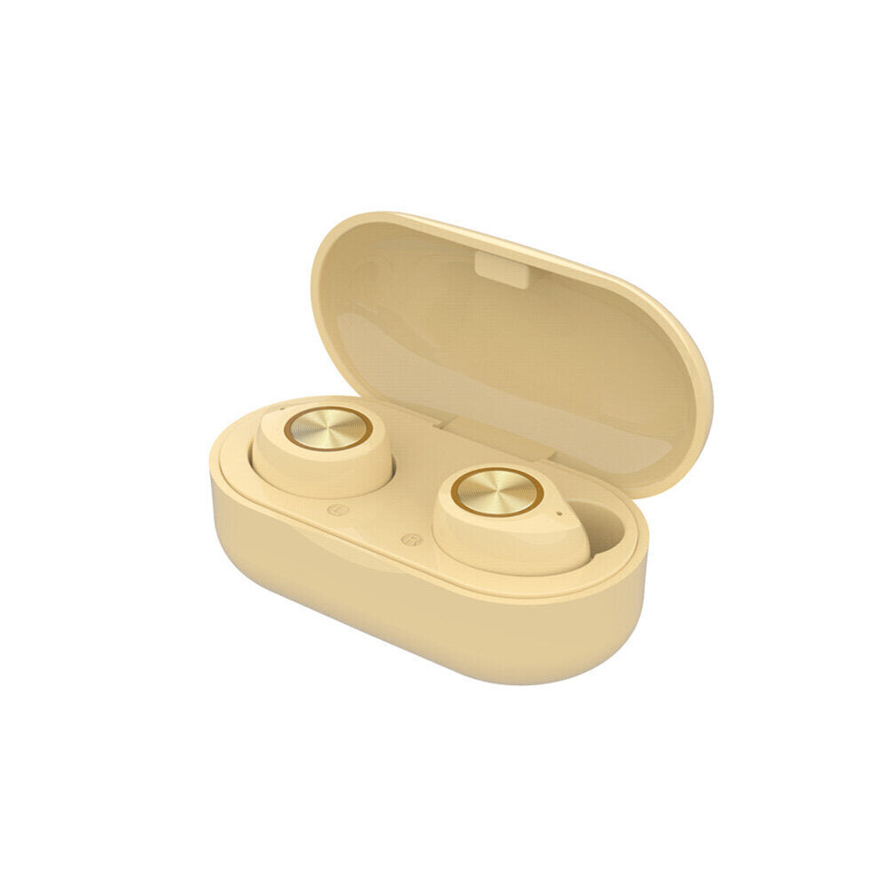 (Yellow) Bluetooth 5.0 Stereo Sports Earbuds Earphone With Type-C Charging Box Yellow 6112211950846