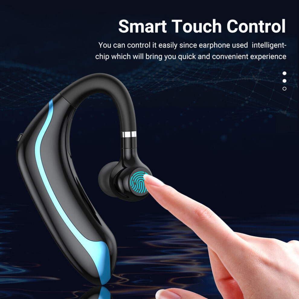 (Blue) 180Rotating Tooth 5.0 Playtime 25 Hours Single Headset Waterproof Touch Control Headphone Blue 6112212040836