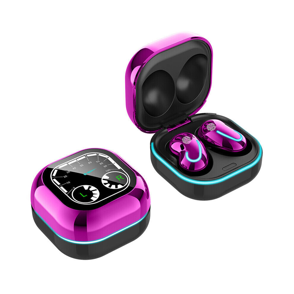 (Purple) Tws Bluetooth V5.1 Earphone Wireless Headphones Hifi Noise Reduction Earbuds Led Display Touch Control Sweatproof Sports Headset With Mic Purple 6112212053737