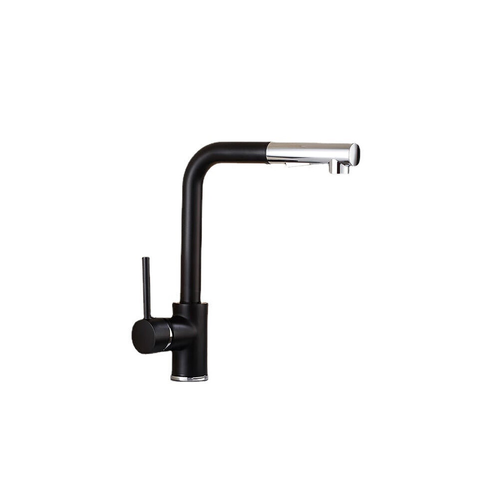 Modern Pull Out Spray Kitchen Sink Faucet Basin Mixer Tap 360 Rotate Single Hole Brass Black