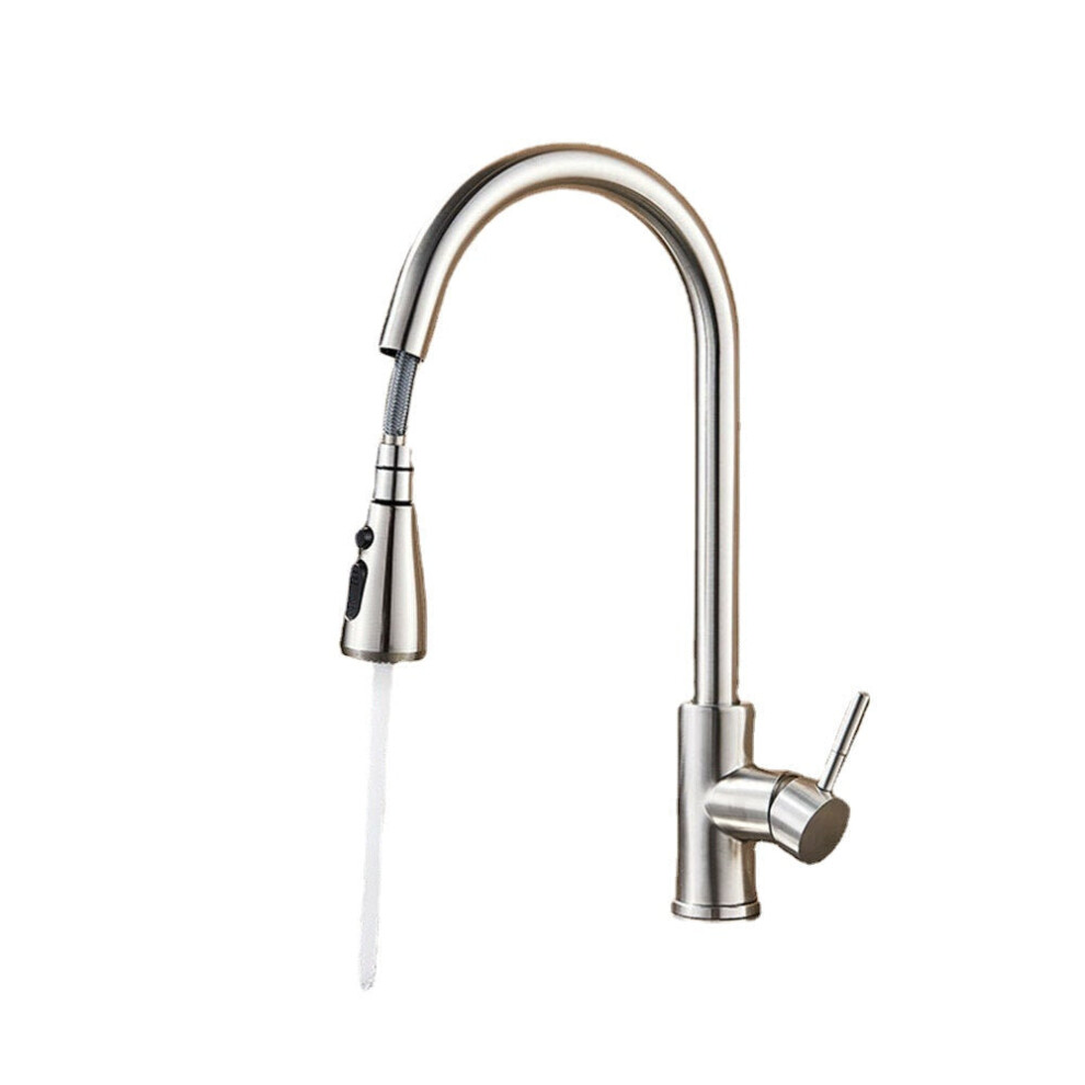 Brushed Nickel Kitchen Sink Faucets SUS304 Stainless Steel Single Hole Pull Out Spout Hot Cold Water Mixer Stream Sprayer Head Tap