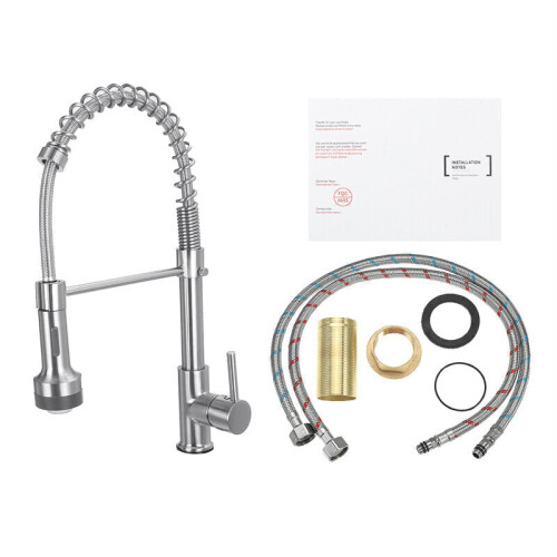 (Black) Stainless Steel Kitchen Pull-Down Spray Sink Faucet Pull Out LED Mixer Tap 1
