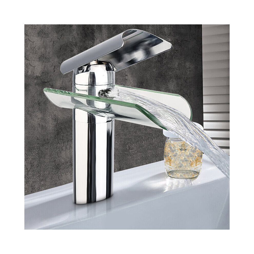 Chrome Solid Brass Glass Faucet Waterfall Bathroom Kitchen Basin Sink Mixer Tap