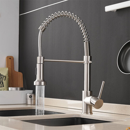 (Black) Stainless Steel Kitchen Pull-Down Spray Sink Faucet Pull Out LED Mixer Tap 2