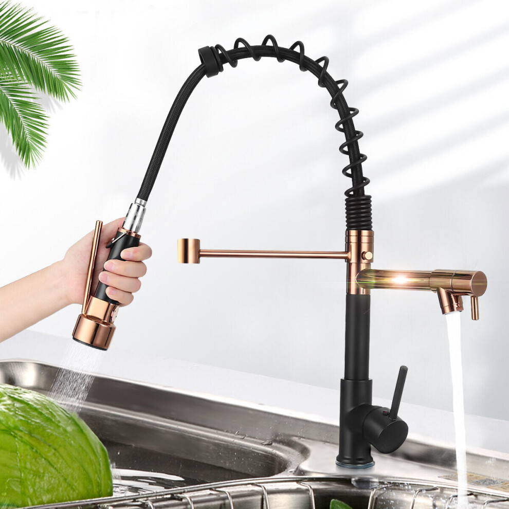 Modern Kitchen Sink Faucet Pull Out Spring Sprayer Tap Two Water Outlet Hot And Cold Mixed