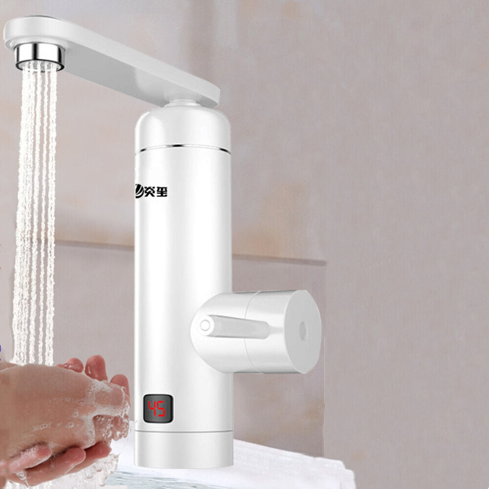 (Ivory ?Earth Leakage Protection?) 3 Seconds Fast Heating Faucet Real Time Temperature Digital Display 360 Rotation Fast Electric Hot Water Tap 3654657504809