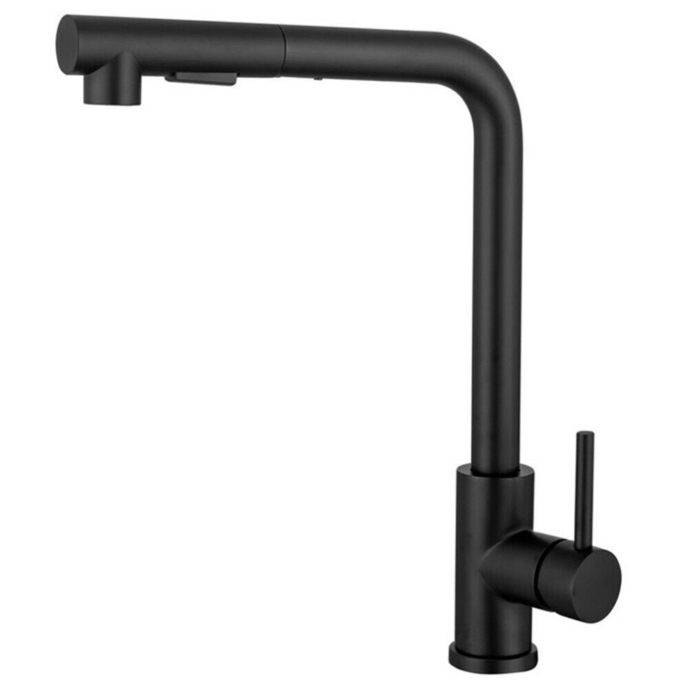 Matte Black Stainless Steel Faucet For Kitchen Sink Single Lever Pull Out Spring Spout Mixers Tap Hot Cold Water