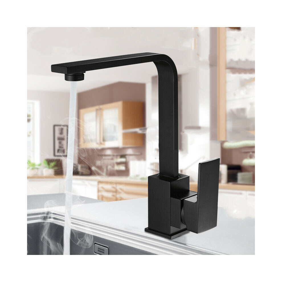 Black Kitchen Sink Taps Mixer Single Lever Zinc Alloy Swivel Spout Tap Faucet