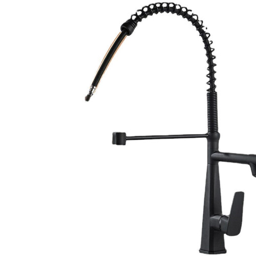 (Black, Round Handle) Kitchen Faucet with Flexible Pull-Down Sprayer 1