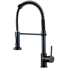 Matte Black Spring Kitchen Sink Faucet Pull Out Spout Single Lever Hot Cold Water Mixers Tap Down Sprayer