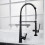 (Black, Round Handle) Kitchen Faucet with Flexible Pull-Down Sprayer 3