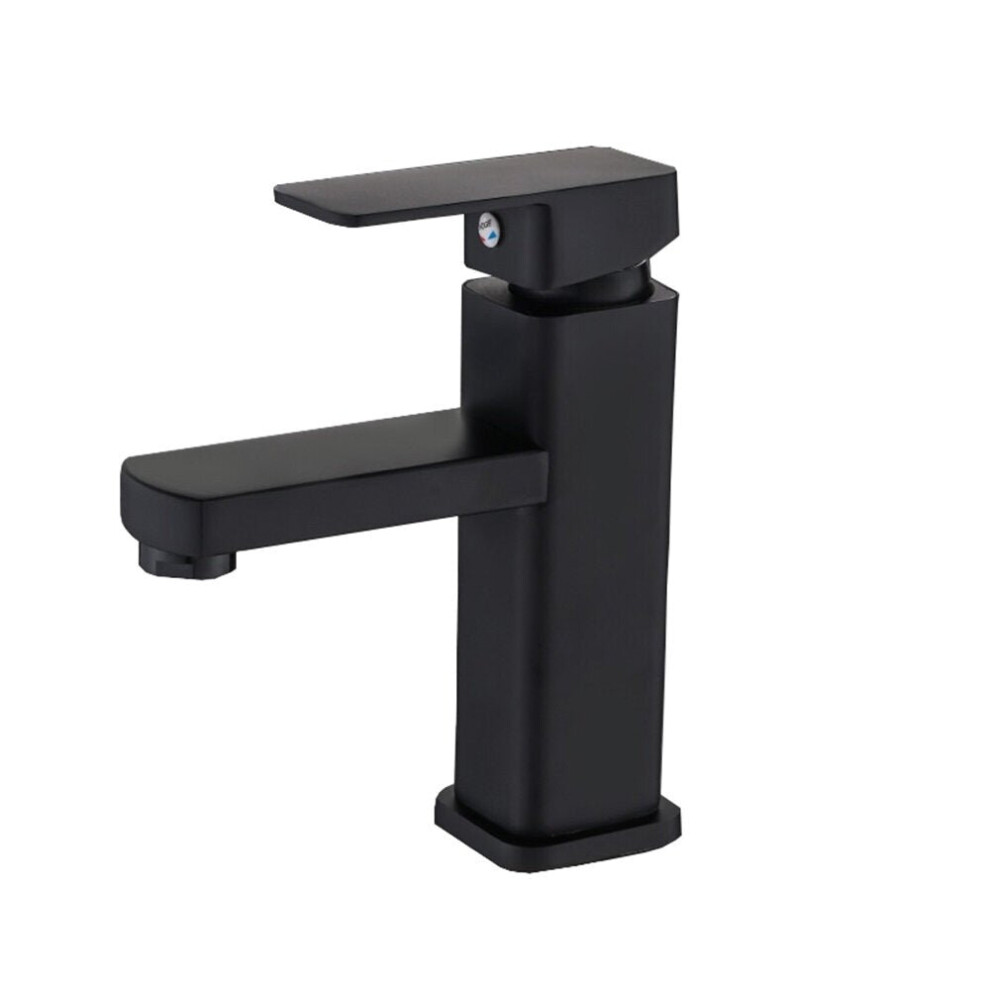 Black Square Single-Hole Bathroom Basin Faucet Single Cold Cabinet Tap For Sink 3654659405883