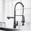 (Black, Round Handle) Kitchen Faucet with Flexible Pull-Down Sprayer 4