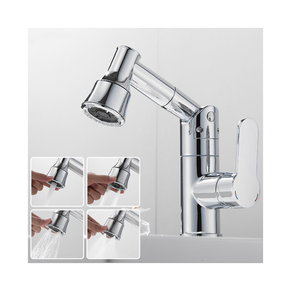 (Electroplate, Four Water Mode) Bathroom Pull-Out Basin Faucet Spring Pull Out Sprayer Hot And Cold Water Mixer Tap 3654659454928