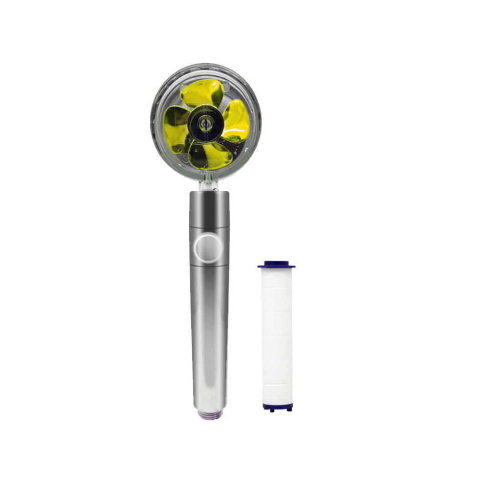 (Gold) High Pressure Flow Turbo Shower Head Water Saving Spray Handheld Turbocharged Showerhead 360 Degrees Rotating Massage Filter Head Bathroom 3654659421883