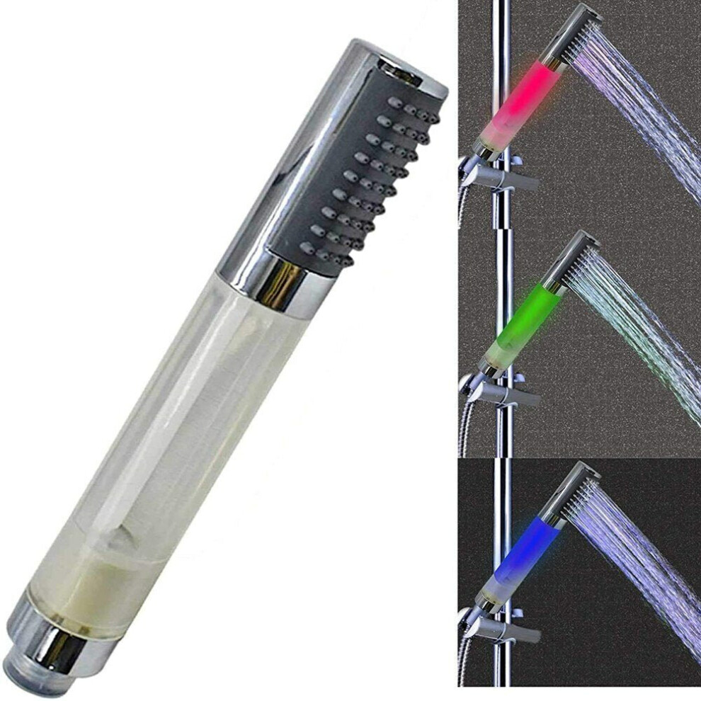3-Color Temperature Sensitive LED Showerhead Light Up Handheld Glow Round Bar Stick Shower heads For Kitchen Bathroom
