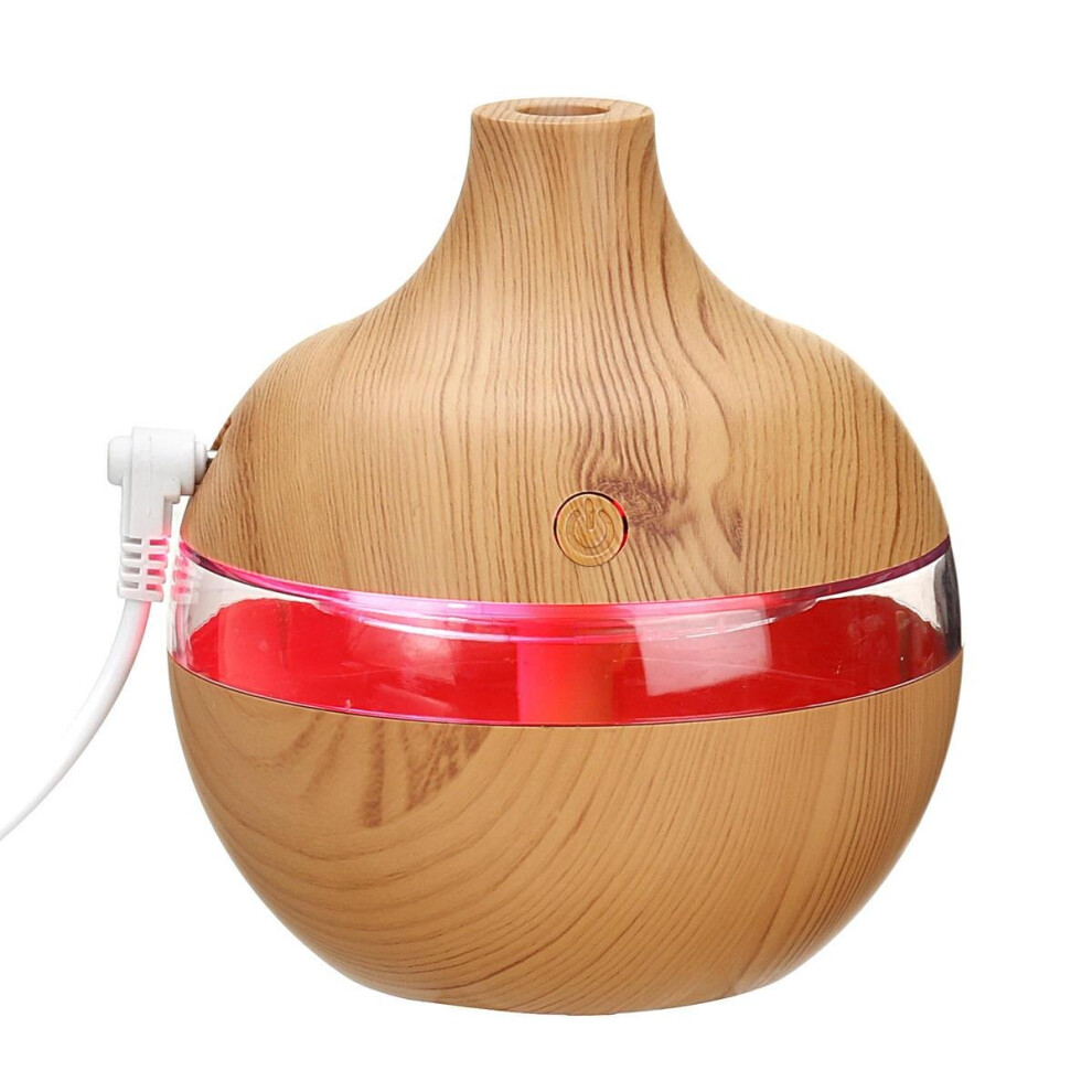 (Dark wood grain) 7 Color Night Lights Essential Oil Diffuser Aromatherapy Cool Mist Humidifier for Office Home Study Yoga Spa Baby USB Charging