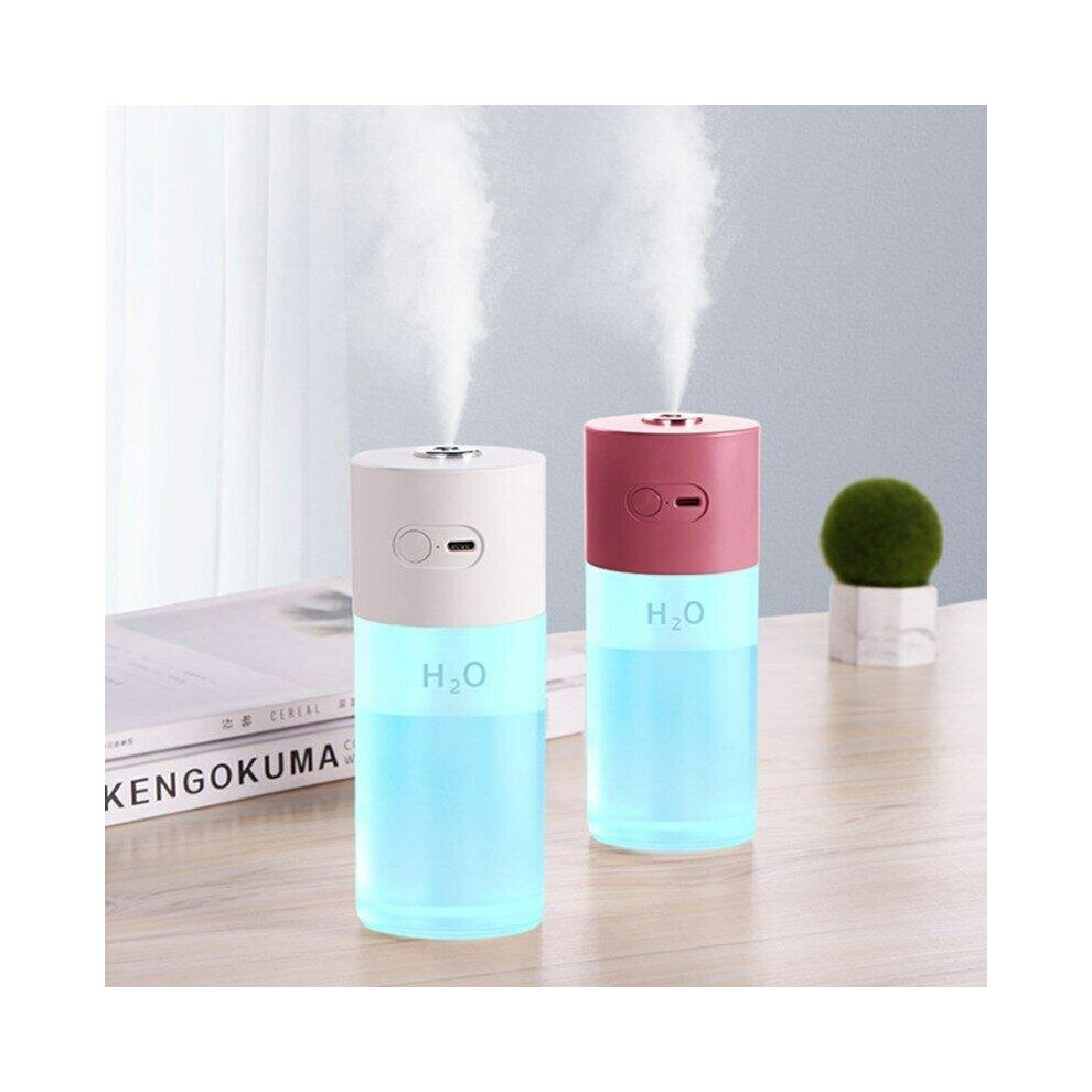 (Pink, Battery) 300ml Mini Humidifier Aroma Essential Oil Diffuser Mist Maker USB Charging 700mAh Battery for Car Home Office